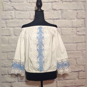 Express Women's Off the Shoulder Lace Trim Blouse Size M